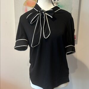 Adrianna Papell Black Tie Front Top